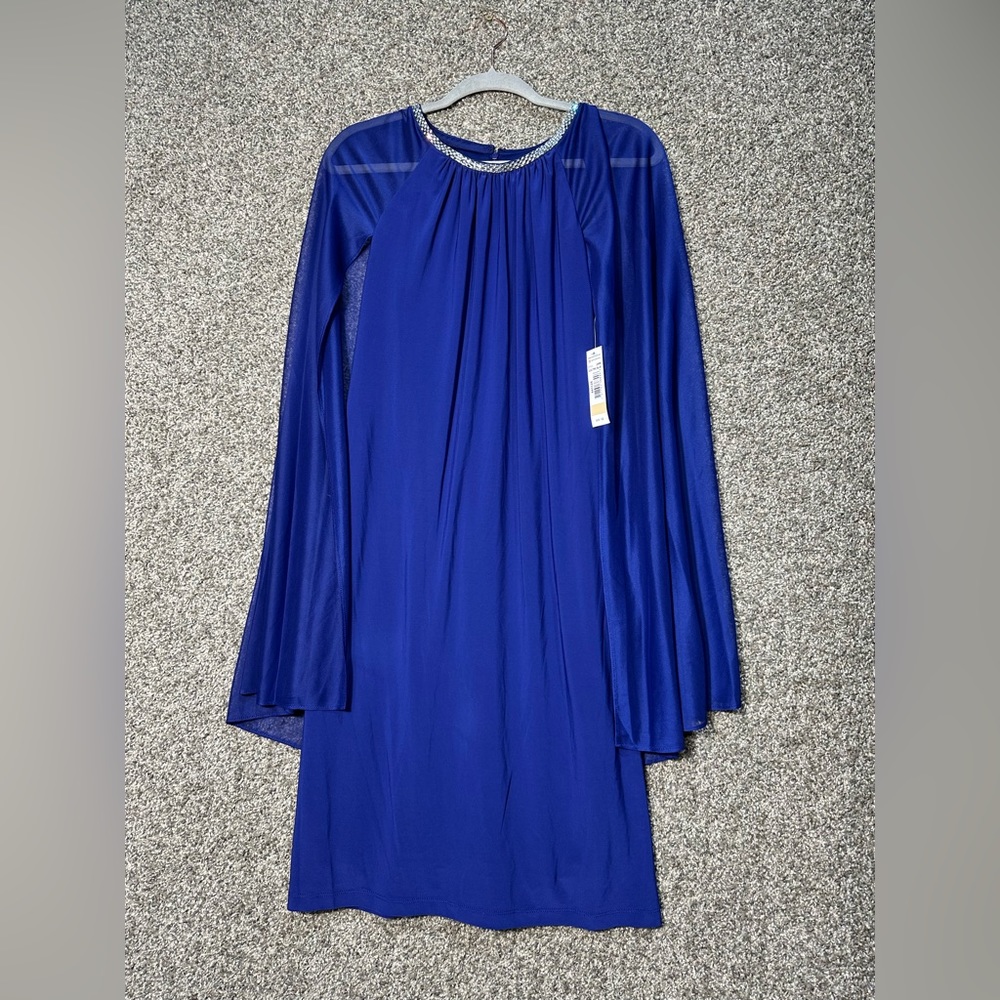 NWT R&M Richards Rhinestone-Neck Caped Dress Size 12 - Picture 3 of 7